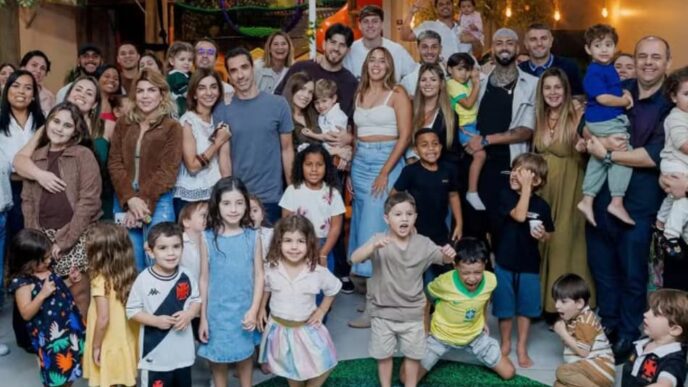 Convidados da festa de filho do zagueiro Barbosa (Foto: Reprodução)