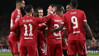 O Liverpool derrotou o Atlético de Madrid, por 3 a 2, pela Champions League (Foto: Oli Scarff/AFP)