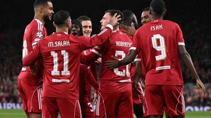 O Liverpool derrotou o Atlético de Madrid, por 3 a 2, pela Champions League (Foto: Oli Scarff/AFP)
