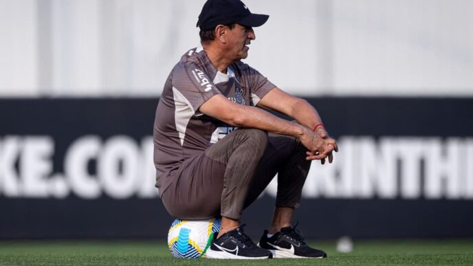 Ramón Díaz em treino do Corinthians
