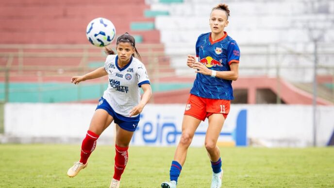Bragantino e Bahia, adversários na Copa do Brasil Feminina, em confronto pelo Brasileirão Feminino