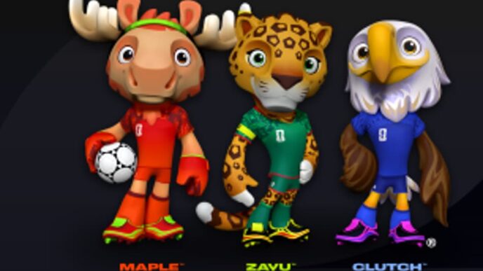 O alce Maple, o jaguar Zayu e a águia-careca Clutch são as mascotes da Copa do Mundo de 2026