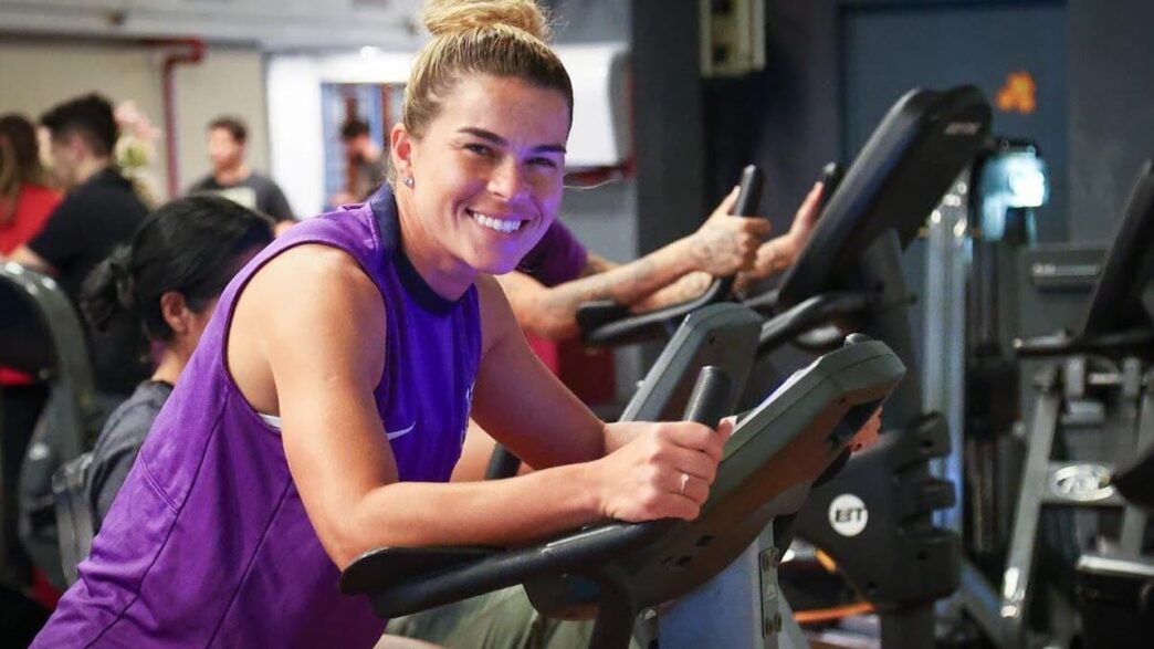 Tamires, jogadora do Corinthians, em treinamento para a Libertadores Feminina.