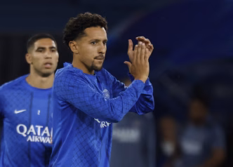 Marquinhos, zagueiro do PSG, em ação pela Champions League contra o Bayer Leverkusen.