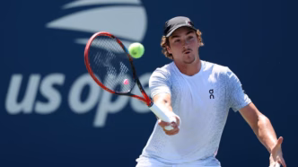 João Fonseca em ação durante o US Open.