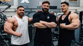 Derek Lunsford, Fabrício Pacholok e Ramon Dino em evento.