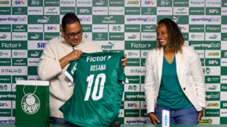 Rosana Augusto em sua apresentação como nova técnica do Palmeiras.