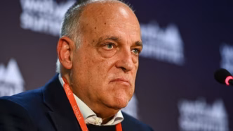 Javier Tebas, presidente da La Liga, criticando o cancelamento do jogo em Miami.