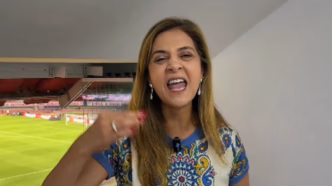 Leila Pereira, presidente do Palmeiras, celebra virada em vídeo após clássico contra o São Paulo.