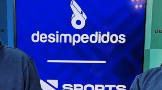 Estúdio de transmissão da N Sports com o logo do Desimpedidos ao fundo, representando a aquisição.