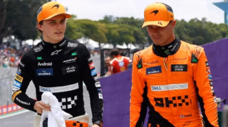 Oscar Piastri e Lando Norris lado a lado durante o GP de São Paulo de Fórmula 1 em Interlagos.