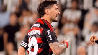 Arrascaeta, do Flamengo, comemora gol de Pedro contra o Botafogo