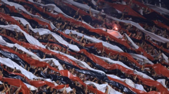 Torcida do São Paulo em partida contra Botafogo no estádio Morumbi pelo campeonato Copa Libertadores 2024.