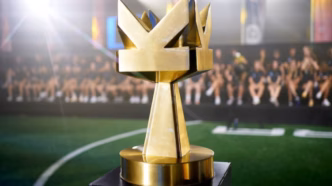 Troféu da Kings League Brasil em exposição.