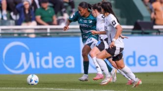 Jogadoras do Deportivo Cali comemoram classificação para a final da Libertadores Feminina.