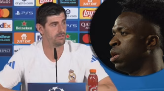 Courtois defende Vinícius Júnior — foto ilustrativa