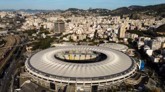 Vista aérea do Maracanã, palco do confronto entre Fluminense e Internacional pelo Brasileirão.