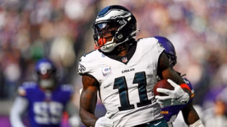 A.J. Brown, recebedor estrela do Philadelphia Eagles.