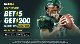 Imagem promocional da bet365 destacando a oferta de R$200 em bônus para apostas com o código CBSBET365.