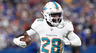 D'Von Achane, running back do Miami Dolphins, em ação.