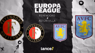 Feyenoord e Aston Villa em campo pela Europa League.