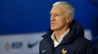 Didier Deschamps, técnico da França, durante coletiva de imprensa.