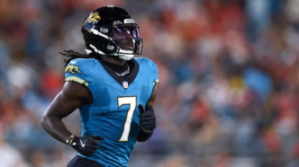 Brian Thomas Jr. durante jogo dos Jacksonville Jaguars.