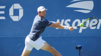 Botic van de Zandschulp em ação no US Open, tenista holandês com bom aproveitamento em break points.