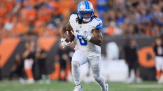 Jahmyr Gibbs dos Detroit Lions em ação.