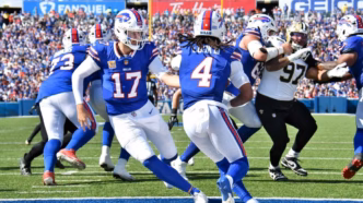 Josh Allen, quarterback do Buffalo Bills, em ação.
