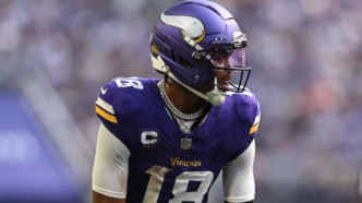 Justin Jefferson dos Minnesota Vikings em ação.
