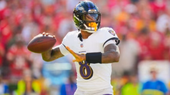 Lamar Jackson em ação pela NFL.