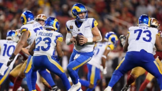 Los Angeles Rams em campo na temporada da NFL, com foco na estratégia de Survivor Pool.