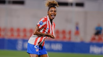 Luany comemora gol pelo Atlético de Madrid na Liga F.