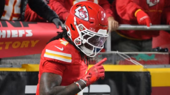 Rashee Rice, wide receiver dos Kansas City Chiefs em ação.