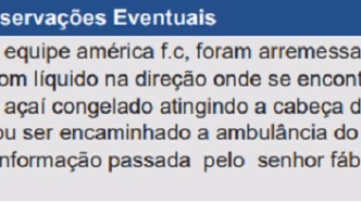 Imagem da súmula da partida entre Athletic e América-MG na Série B, detalhando o incidente.