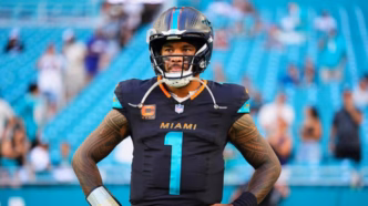 Tua Tagovailoa, quarterback do Miami Dolphins, em uma partida.