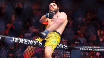 Valter Walker comemorando vitória no UFC